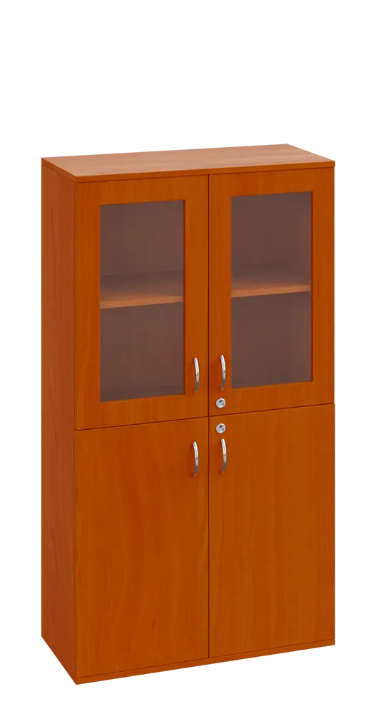 SPO 22 skříň 4-dveřová/ 2x sklo lamino - třešeň šumavská